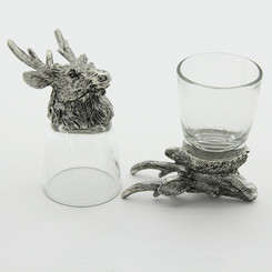 Набор из 2-х стопок RORO с оленем в серебряном цвете в интернет-магазине охотничьих товаров - купить в Москве с доставкой по России